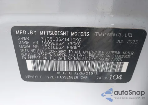 2024 Mitsubishi Mirage G4 Es from USA, damaged, VIN ML32FUFJ2RHF01913